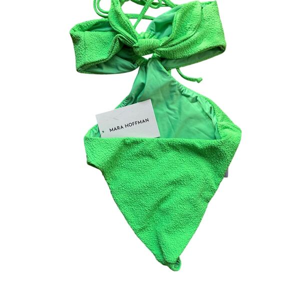 Mara Hoffman Blanca Lime Green One Piece Crinkle Swimsuit size XS - Picture 9 of 10
